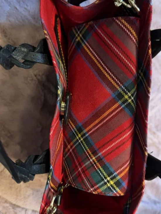 Dooney & Bourke Red Plaid Satchel Tote - Picture 3 of 9